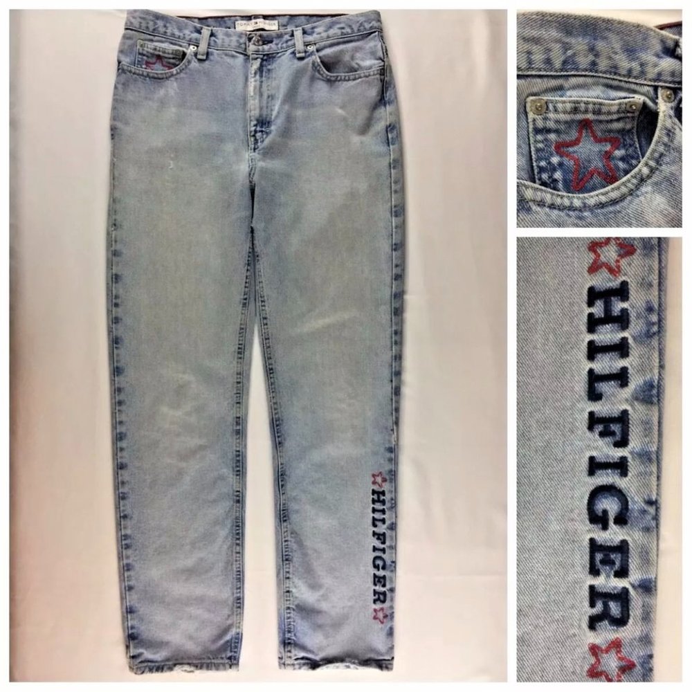 Vtg Tommy Hilfiger Spell Out Jeans Womens Size 10